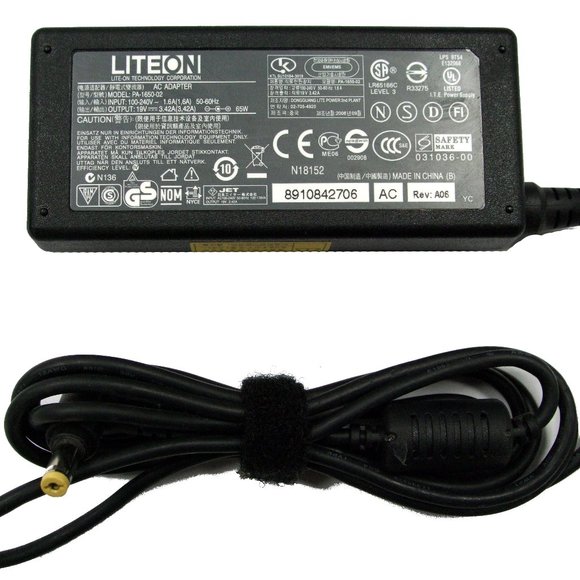 LiteOn PA-1650-02 19V DC 3.42A 65W AC Laptop Adapter with 5mm Barrel Connector - Picture 1 of 1
